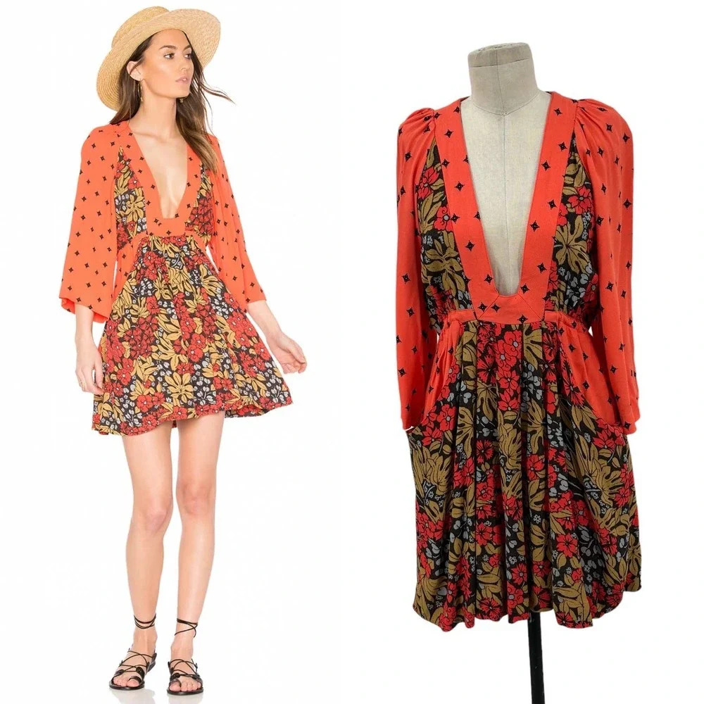 Free People Tallula Dress Cherry Combo Print Size Small